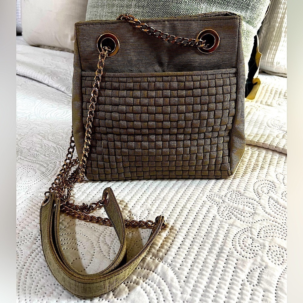 VTG Inge Christopher Purse Shoulder Bag Green Medium quilted